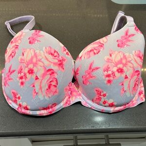 PINK Victoria's Secret Floral Pink and Gray Bra